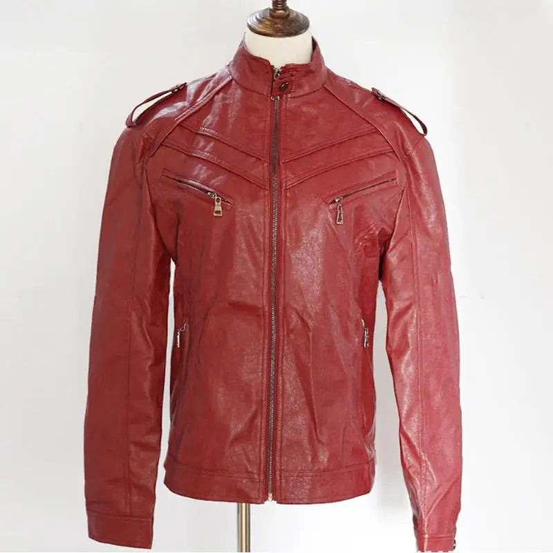 Men’s Faux Leather Motorcycle Jacket-HighTouch