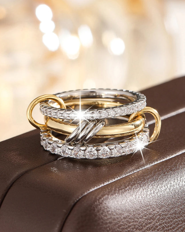 Two-Tone Hypoallergenic Copper Stackable Ring Set