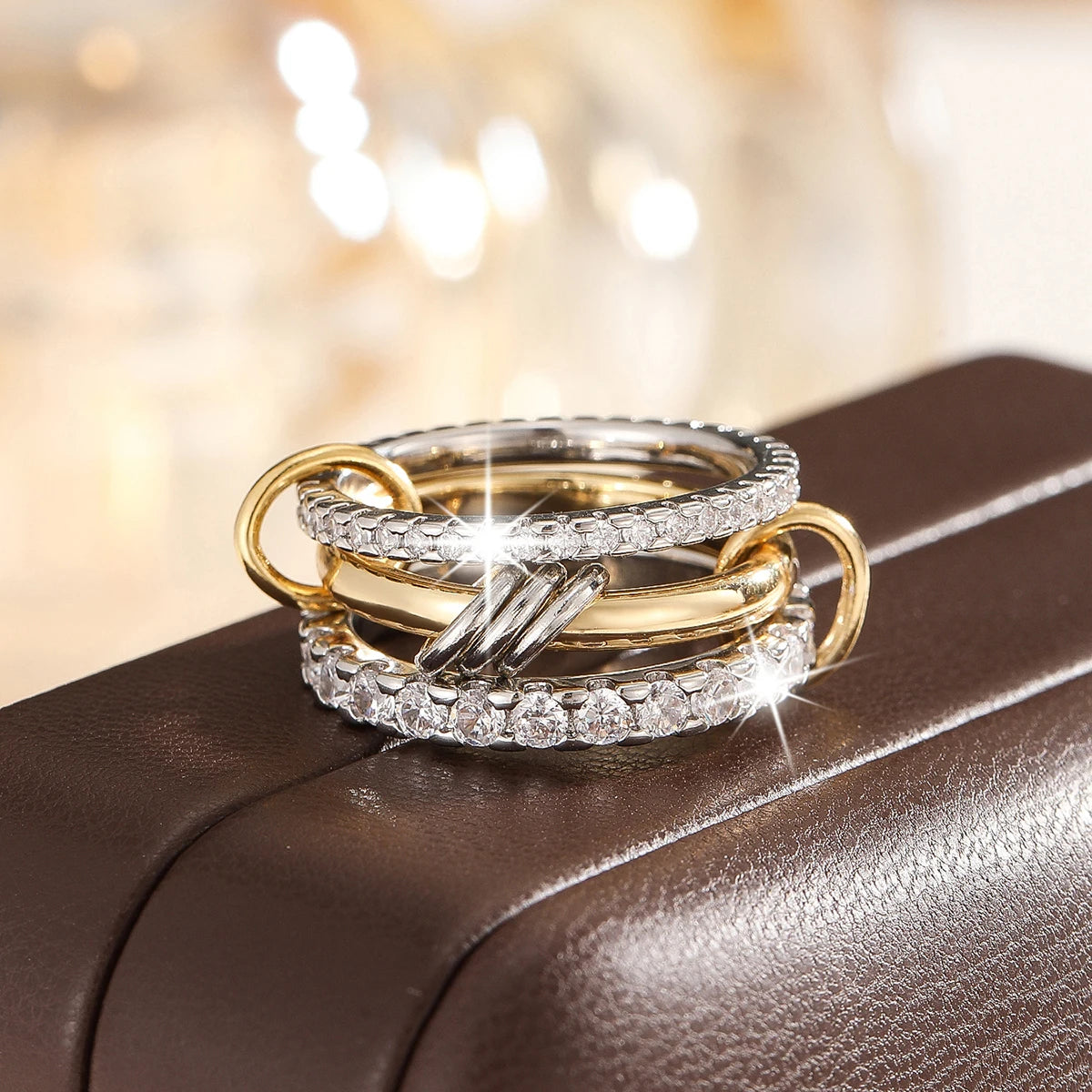 Two-Tone Hypoallergenic Copper Stackable Ring Set-HighTouch