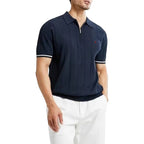 Summer Ribbed Knit Polo Shirt for Men-HighTouch