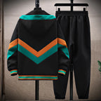 Men’s Korean Patchwork Hooded Tracksuit Set-HighTouch