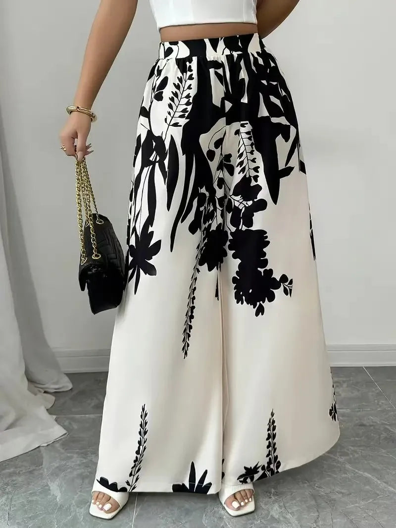 Women's Tropical Print Wide-Leg Pant