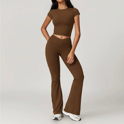 Seamless 2-Piece Yoga Set – Crop Top & High-Waist Leggings