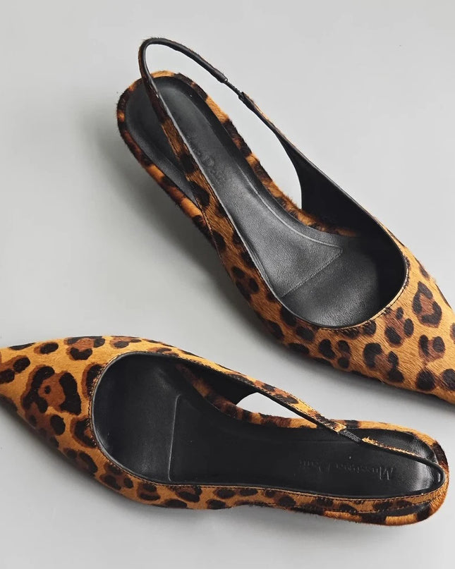 Women’s Horsehair Leopard Print Low Heel Sandals