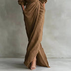 Linda - Boho V Neck Wrap Waist Maxi Dress
