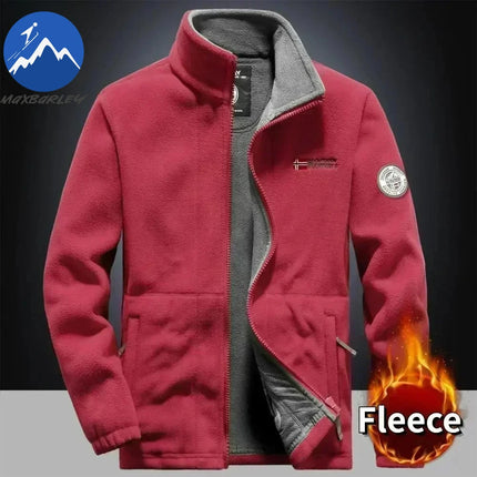 Men’s Thick Fleece Winter Jacket – Double-Pocket Hiking & Ski Outerwear