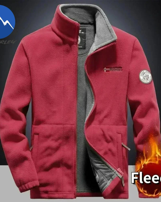 Men’s Thick Fleece Winter Jacket – Double-Pocket Hiking & Ski Outerwear