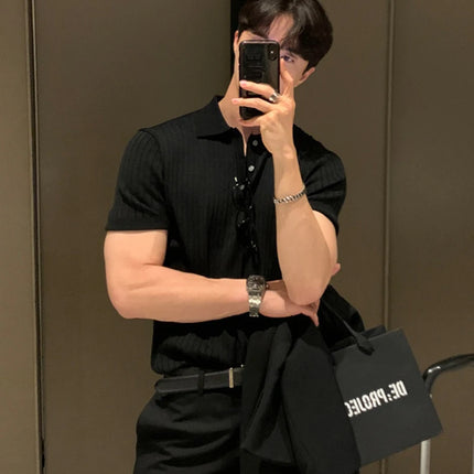 Men’s Retro Striped Polo Shirt – Summer Fashion