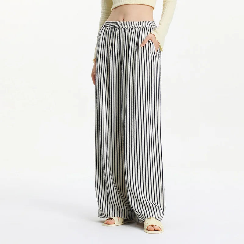 Effortless Striped Wide-Leg Palazzo Pants – Lazy-Chic & Comfort-Driven