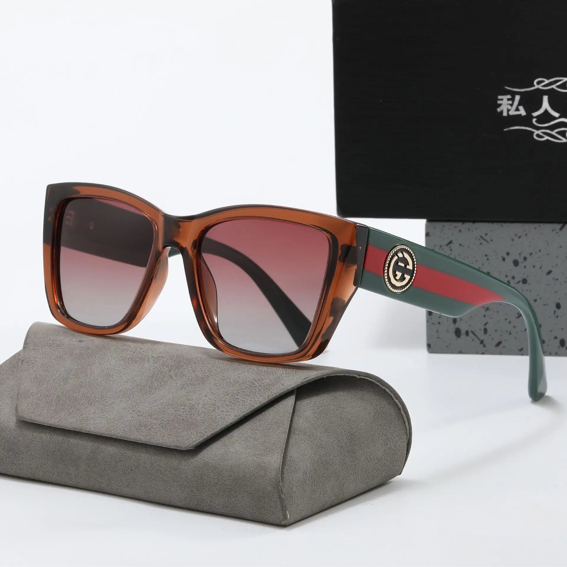 Occhiali da sole vintage grandi a forma di poligono quadrato