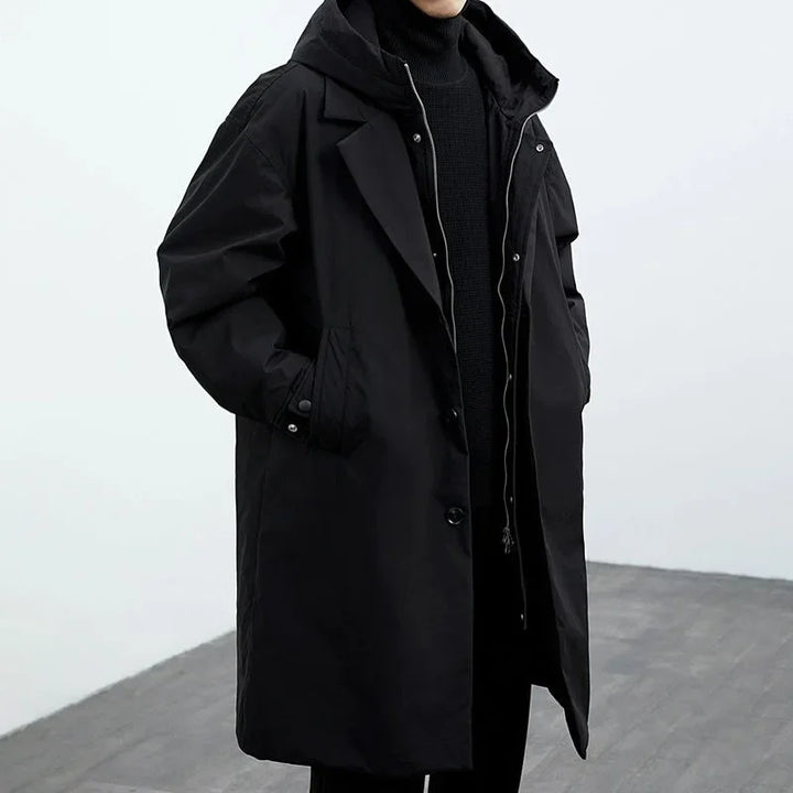 Men's Trench Coat – Long-Line Windproof Outerwear