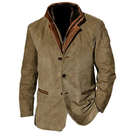 Retro Patchwork Lapel Jacket Men