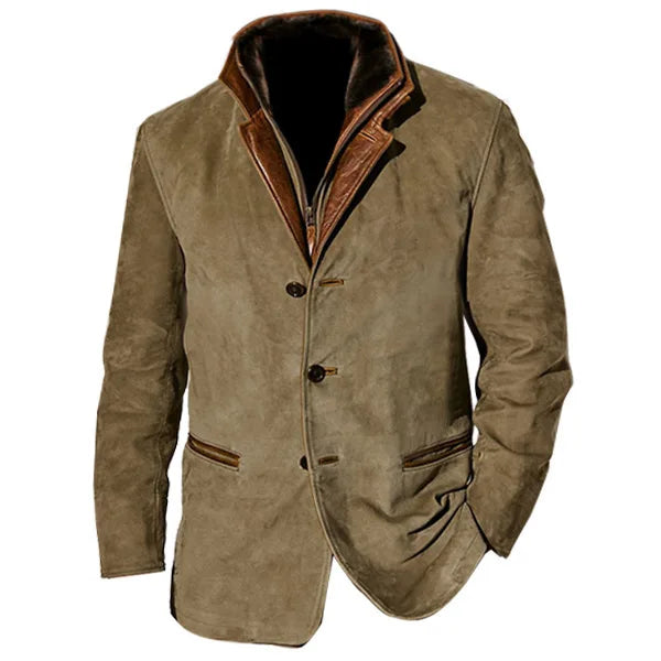 Retro Patchwork Lapel Jacket Men