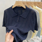 Matakawa Hollow Knit Tee – Korean Summer Elegance-HighTouch