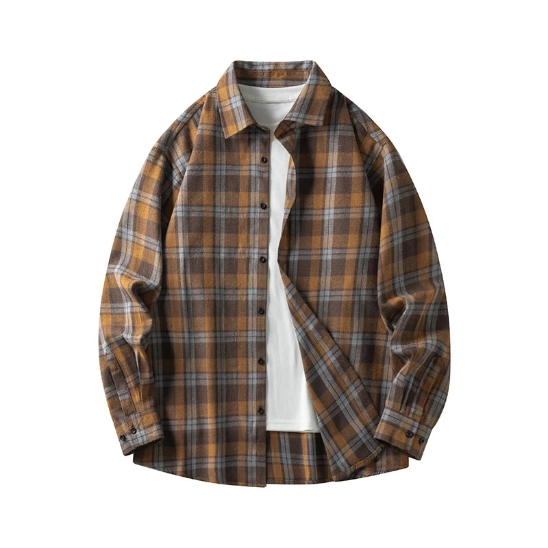 Oversized Flannel Check Shirt – Soft Cotton Long Sleeve Streetwear