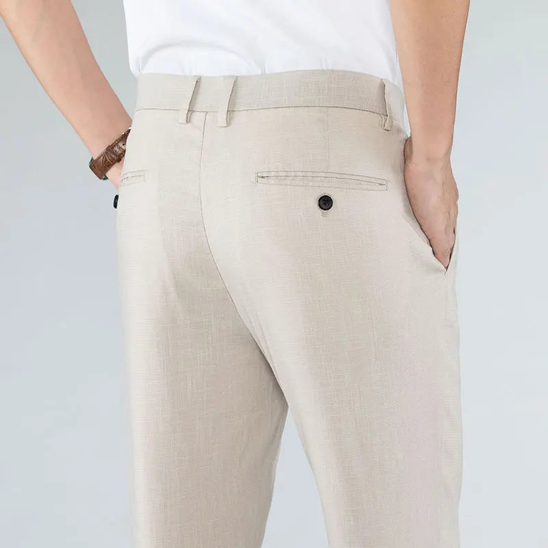 Ultra-Thin Breathable Cotton-Linen Straight Trousers