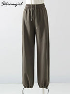 Stay Fresh & Stylish – High-Waist White Wide-Leg Sweatpants-HighTouch