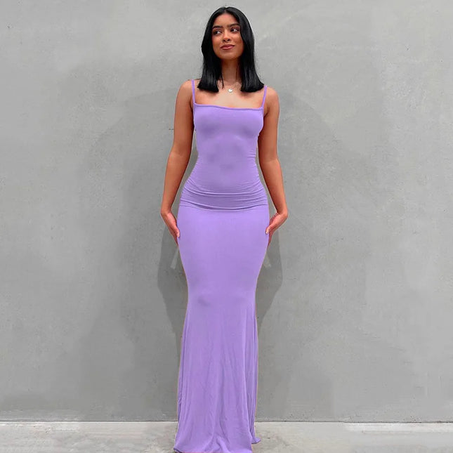 Sexy Spaghetti-Strap Black Trumpet Maxi Dre