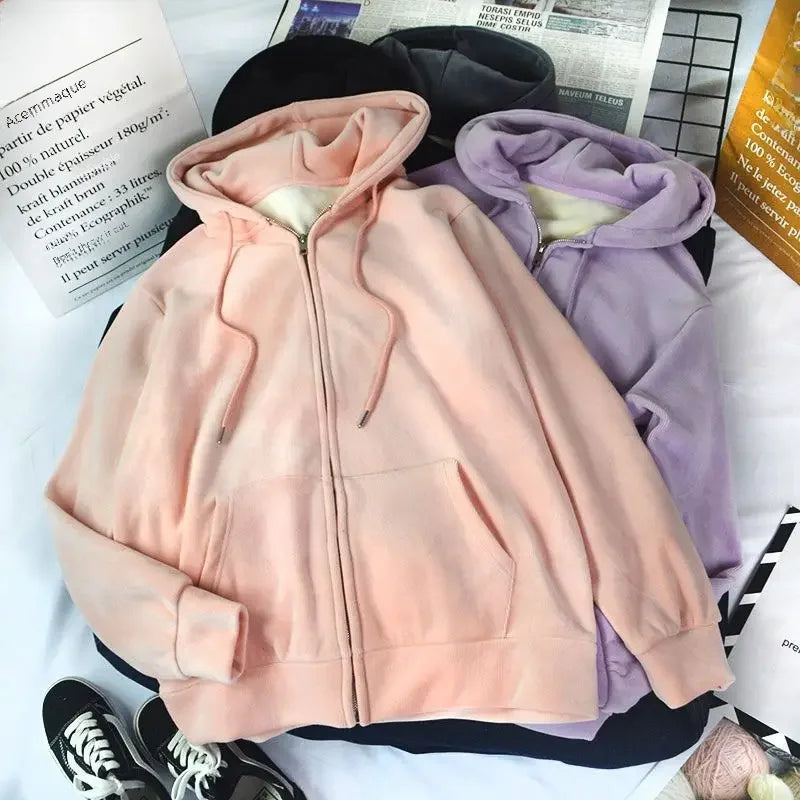 Women’s Fleece-Lined Zip-Up Lounge Set-HighTouch