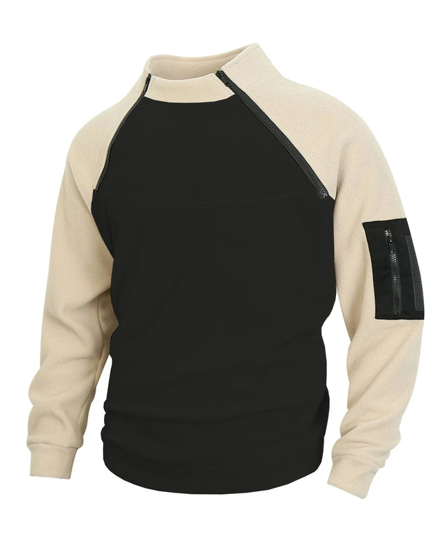 Stand-Up Collar Fitted Long-Sleeve Pullover Hoodie for Men
