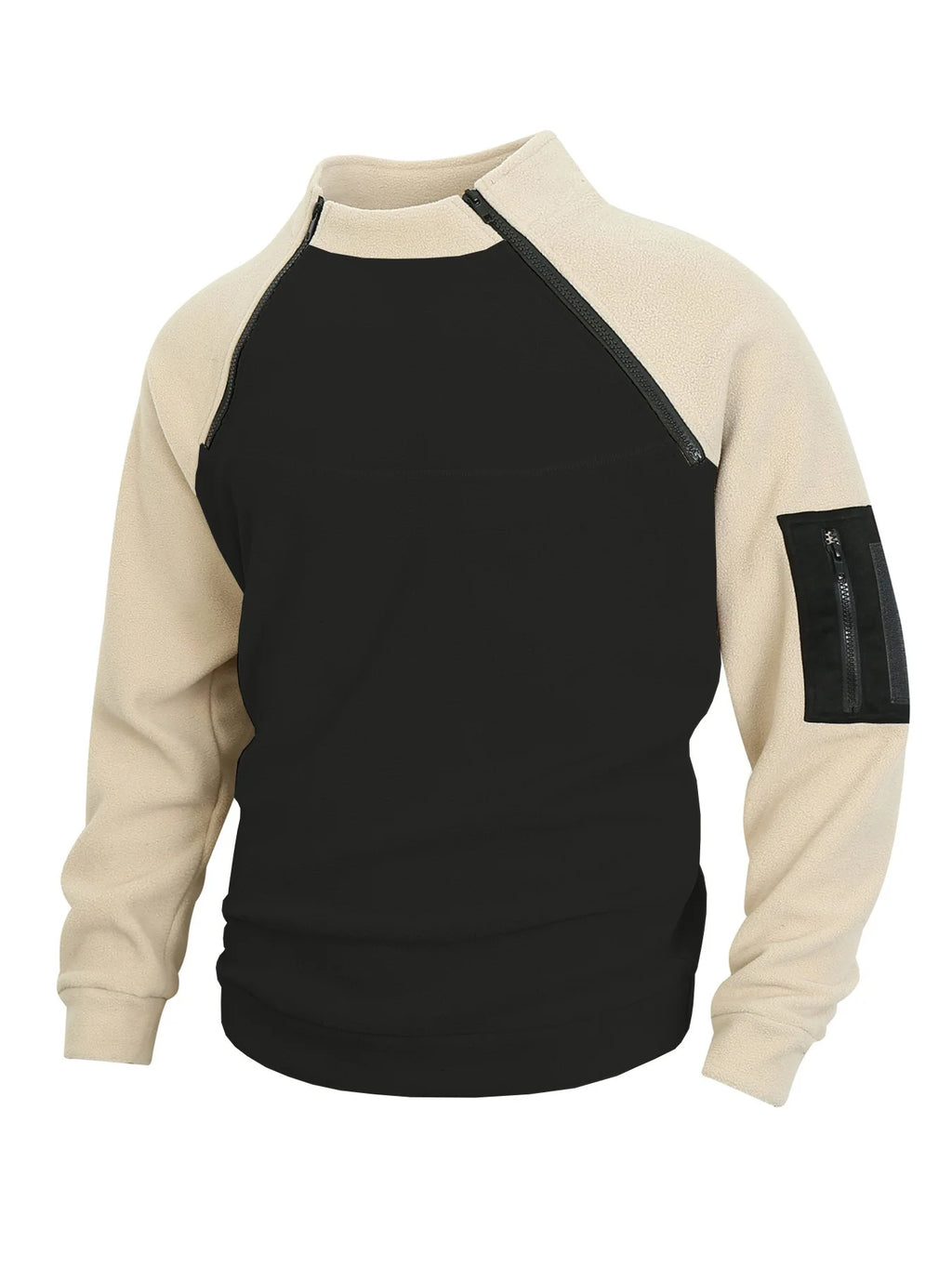 Stand-Up Collar Fitted Long-Sleeve Pullover Hoodie for Men-HighTouch