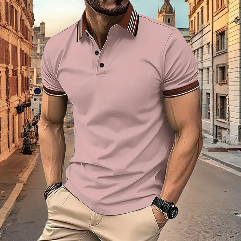 Lightweight Men’s Summer Polo – Breathable, Button-Collar Casual Top