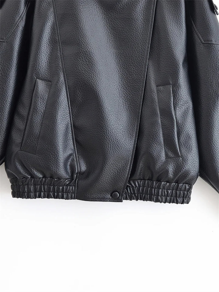 Women’s Faux Leather Motorcycle Jacket – Fall 2025 Fashio-HighTouch