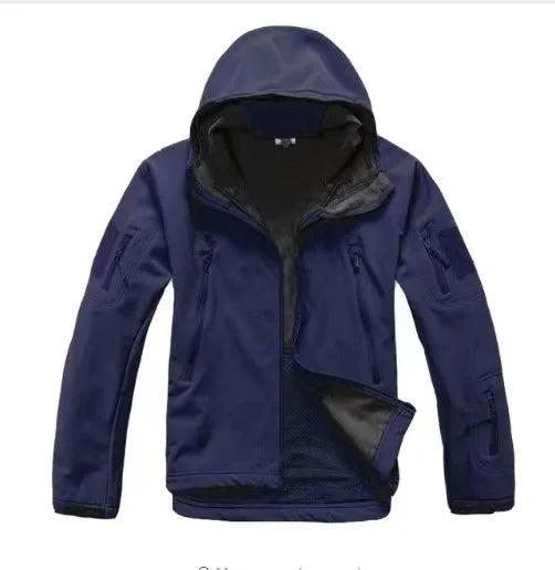Men's Winter Autumn Warm Softshell Fleece Hood Cargo Jackets Camping Hiking Climbing Hunting Fishing Outdoor Windproof