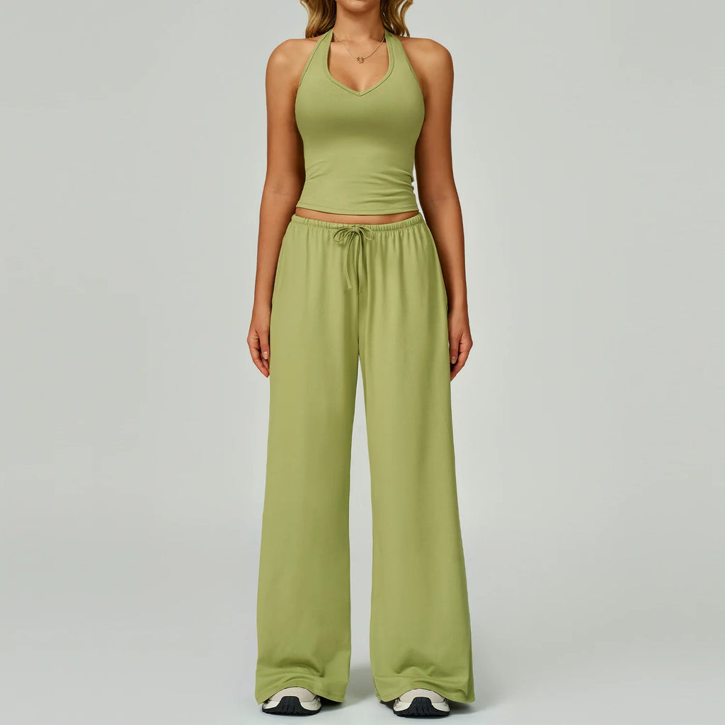 Women’s Hollow-Back Tank & High-Waist Drawstring Pants-HighTouch
