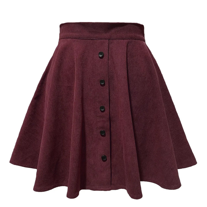 Women’s High-Waisted A-Line Corduroy Button-Up Skirt