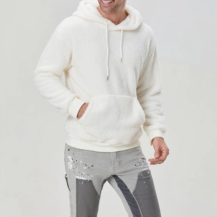 Men's Sherpa Fuzzy Pullover Hoodie-HighTouch