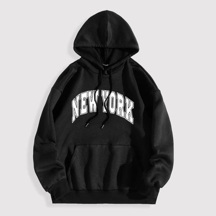 Printed Letter Loose Pullover – Thick-Cut Casual Hoodie, Oversized Comfort