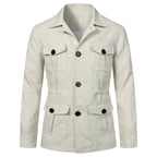 Retro British Linen Safari Jacket for Men-HighTouch