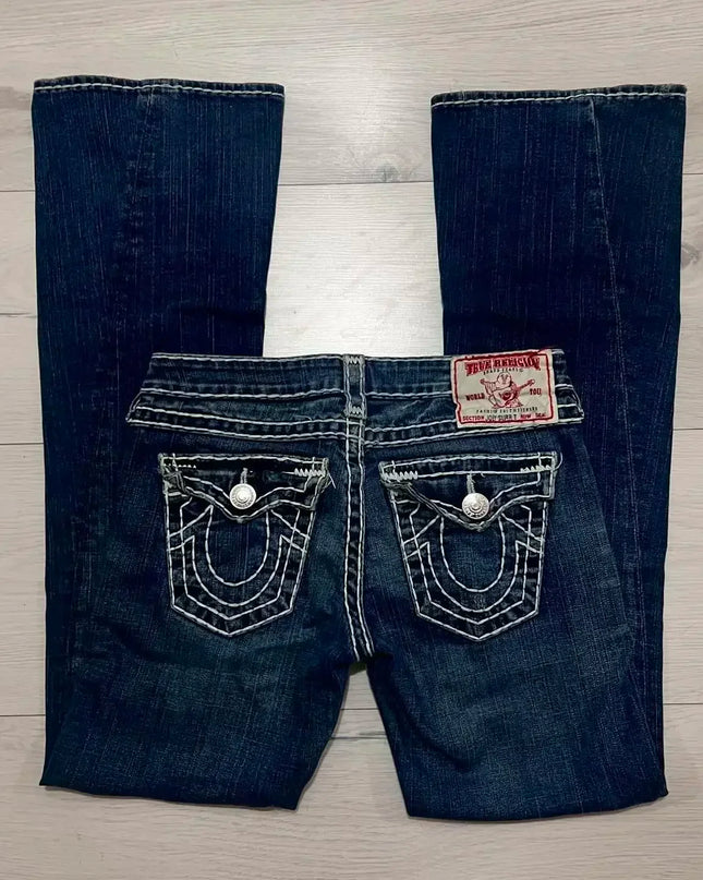 Y2K Buddha High-Waist Bootcut Jeans