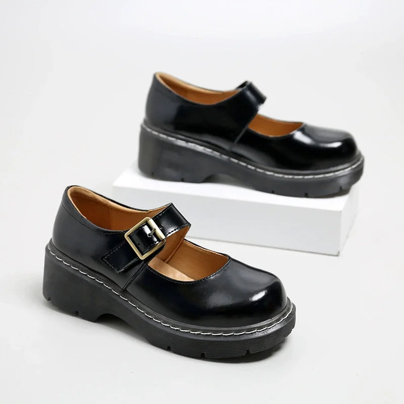 Vintage Buckle Mary Janes Women Loafers-HighTouch