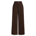 All-Season High Waist Wide-Leg Trousers for Women – Button Front & Pockets