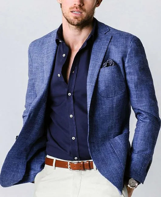 Men’s Single-Breasted Slim Solid Blazer – Big Pocket Casual Suit Jacket