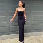 Sexy Spaghetti-Strap Black Trumpet Maxi Dre-HighTouch
