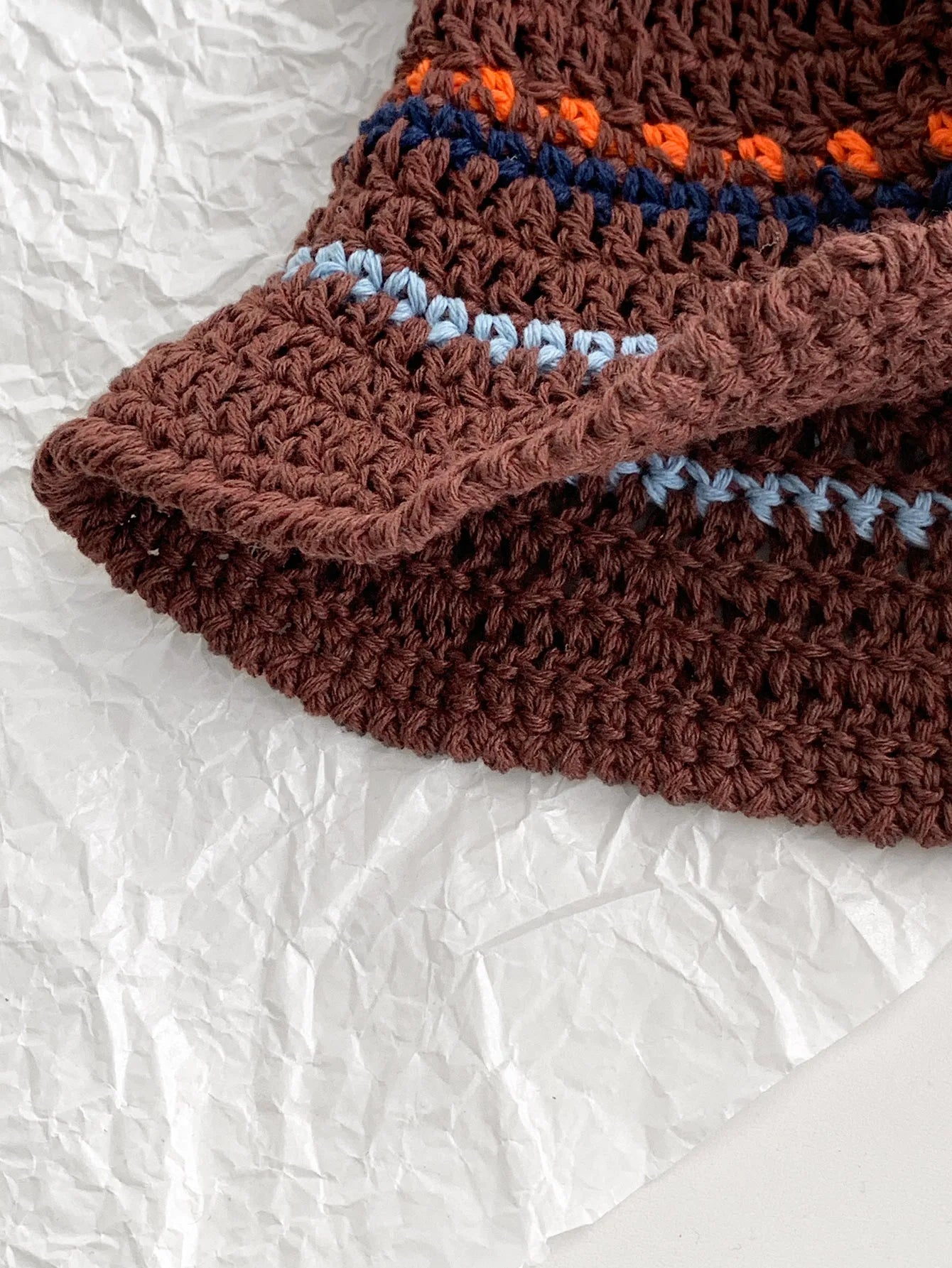 Women's Contrast Striped Knitted Fisherman Bucket Hat