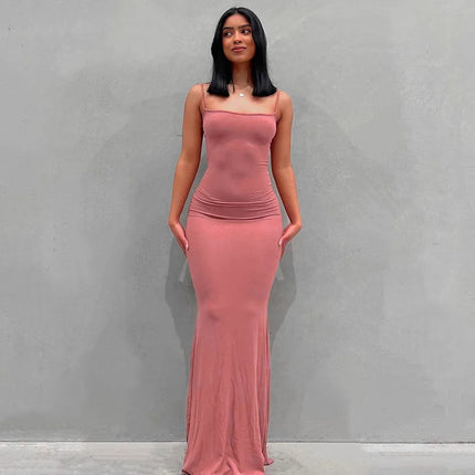 Sexy Spaghetti-Strap Black Trumpet Maxi Dre