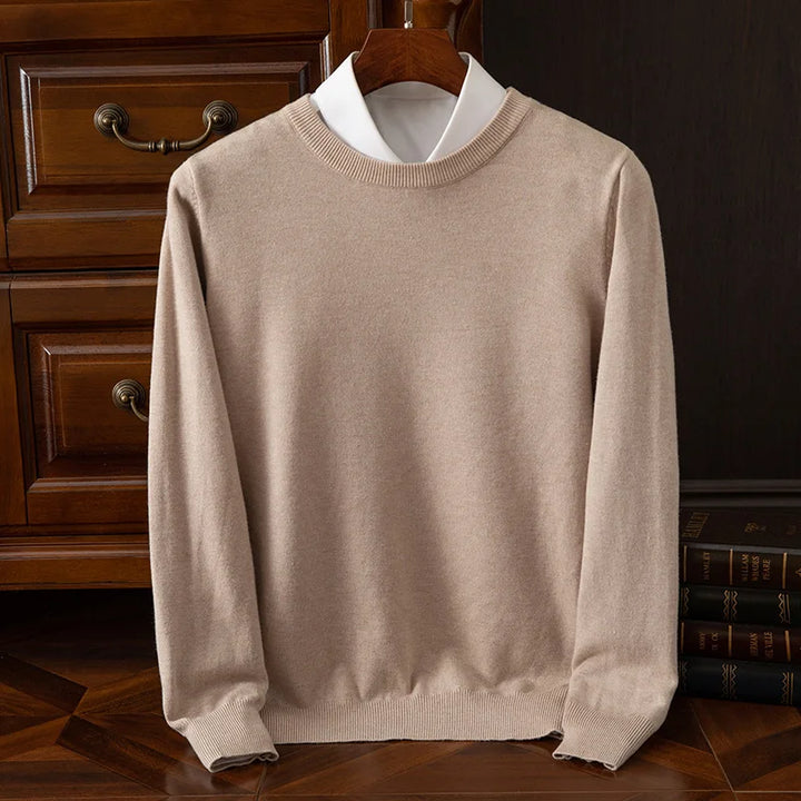 Men’s Merino Wool Sweater Premium Long Sleeve Knit Pullover-HighTouch