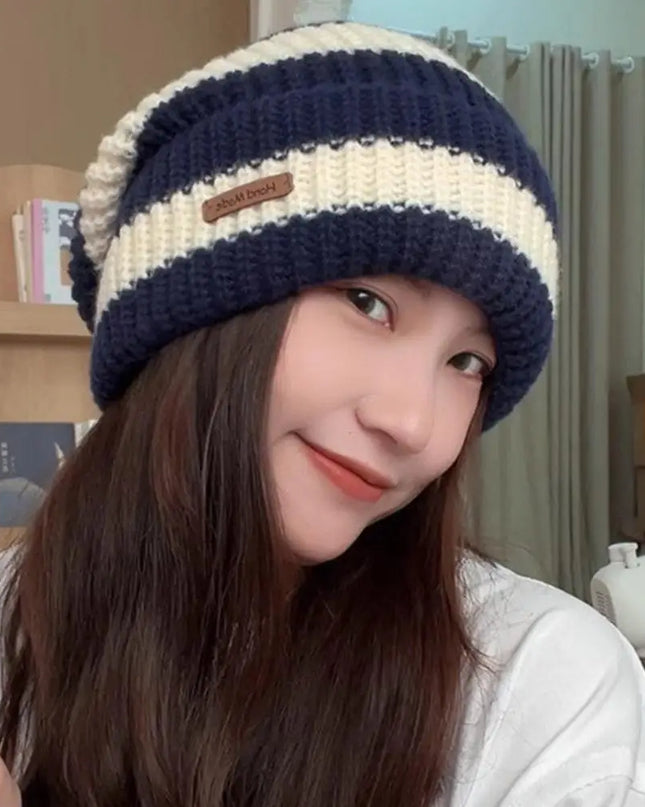 Two-Tone Fur-Lined Knit Beanie