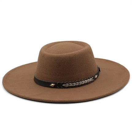 British-Style Wide-Brim Felt Fedora – Adjustable Luxury Jazz & Wedding Hat