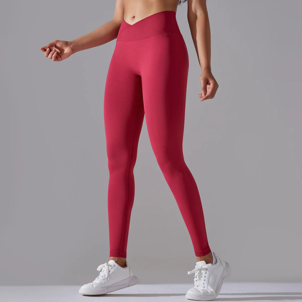 Women’s Seamless High-Waisted Cross-Over Scrunch-Butt Leggings – Lift & Shape-HighTouch