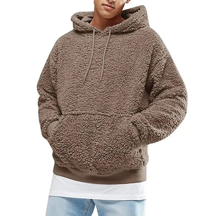 Solid Plush Y2K Streetwear Hoodie Men