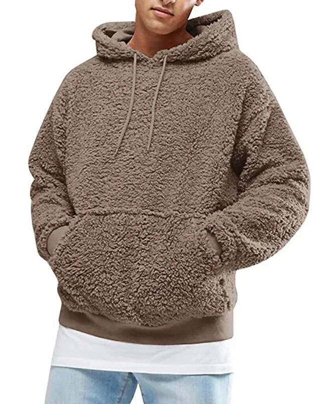 Solid Plush Y2K Streetwear Hoodie Men