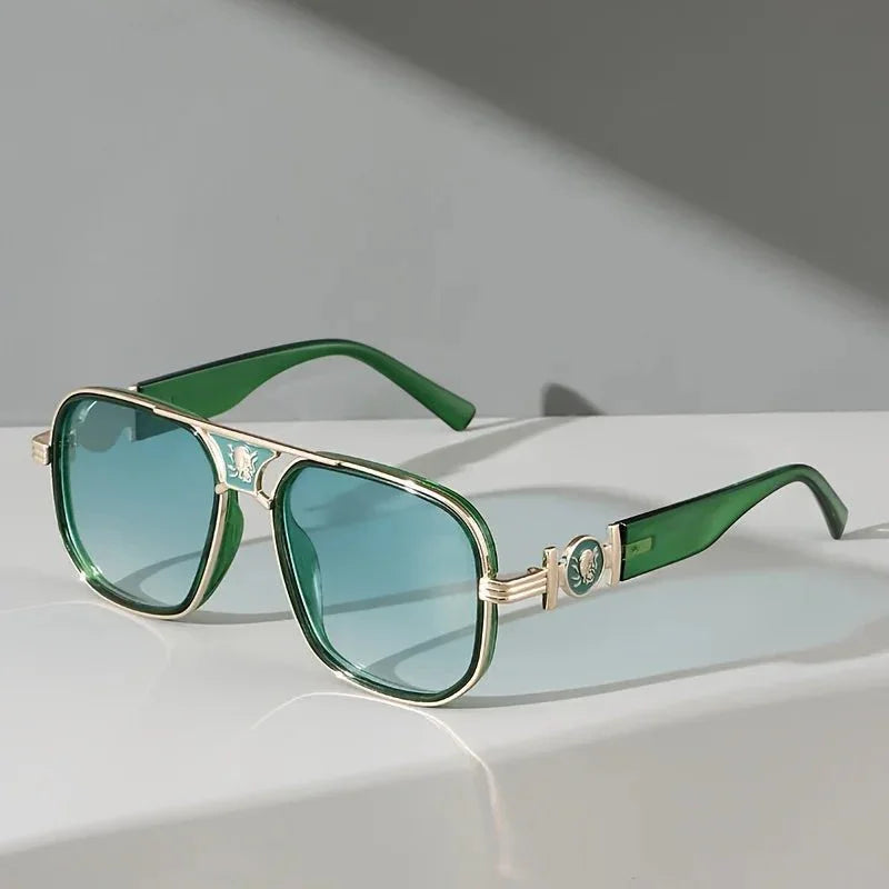 Unisex UV400 Square Sunglasses – Gold Detail