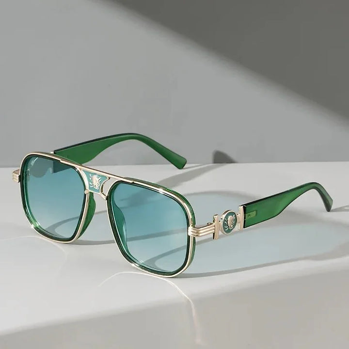 Unisex UV400 Square Sunglasses – Gold Detail