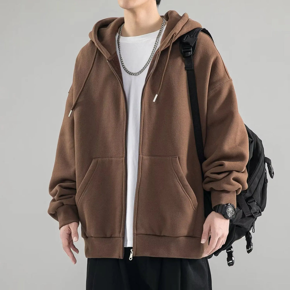 Men’s Zip-Up Hoodies Cardigan – Loose Fit-HighTouch