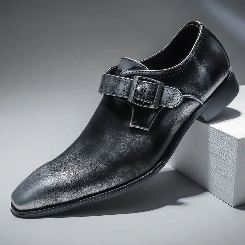 Men’s Patent Leather Dress Shoes with Buckle